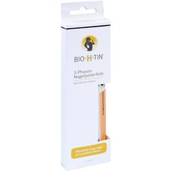Weiße Verpackung mit einer Nagelfeile und der Aufschrift "BIO-H-TIN 3-Phasen Nagelpolierfeile".
