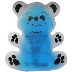 Ein blaues Wärmekissen in Form eines lächelnden Bären.