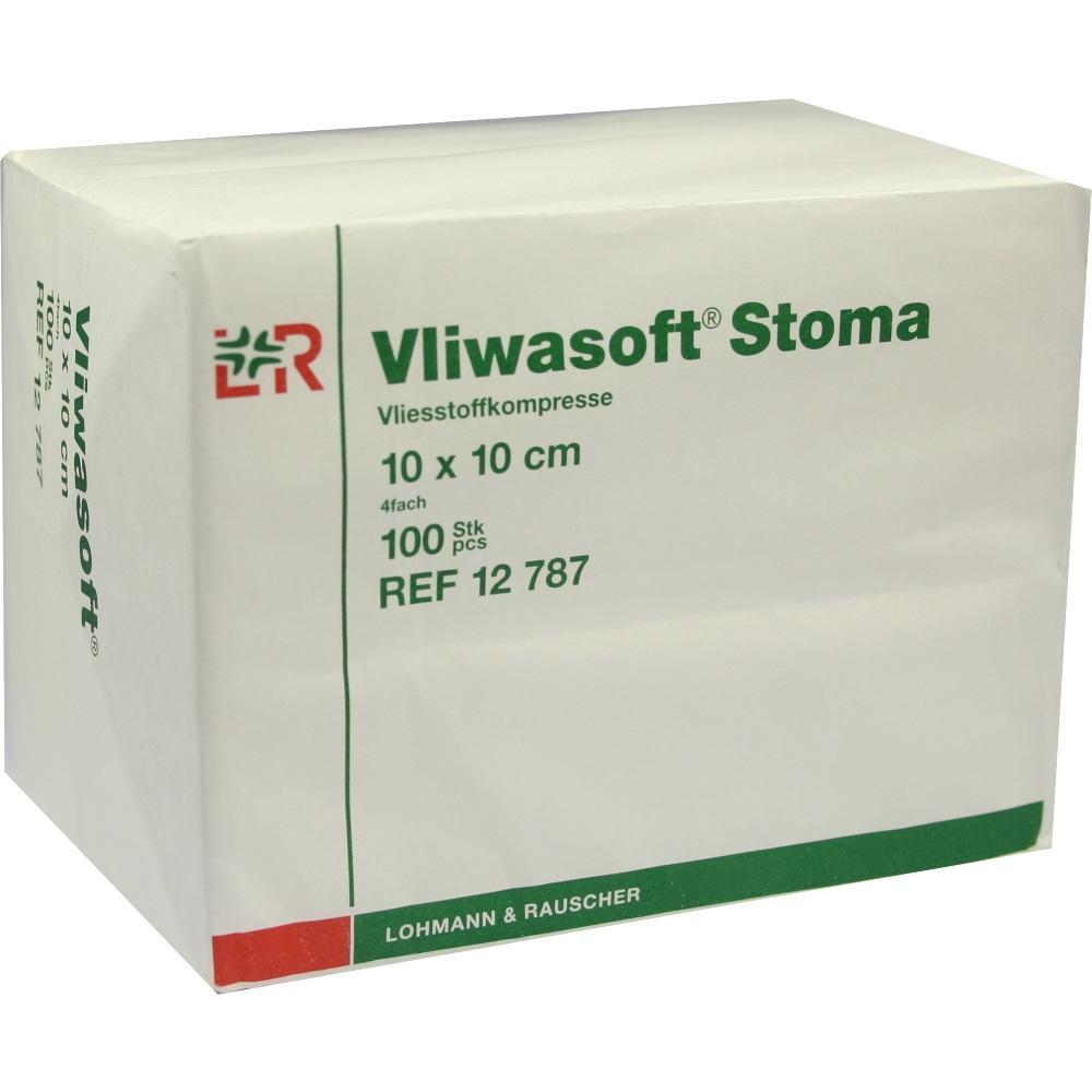 Eine weiße Schachtel mit dem Aufdruck "Vliwasoft Stoma" in grün.