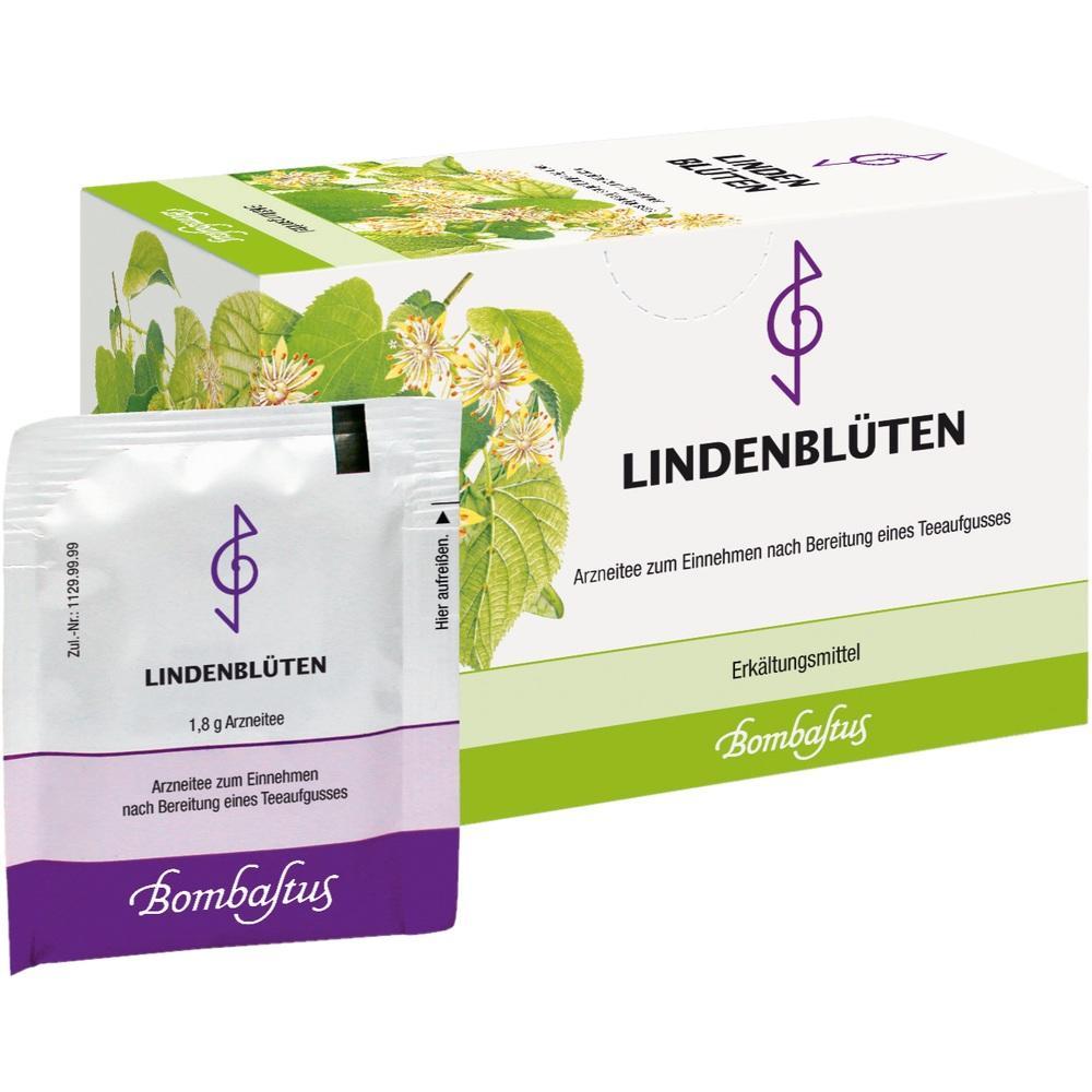 Eine Packung Lindenblütentee für Erkältungen.
