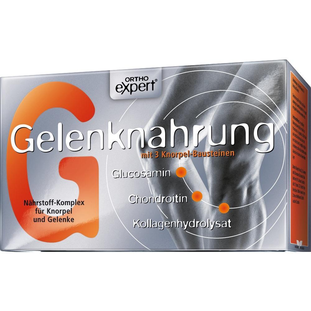 Graue Packung einer Nahrungsergänzung für Gelenke mit orangen Details.